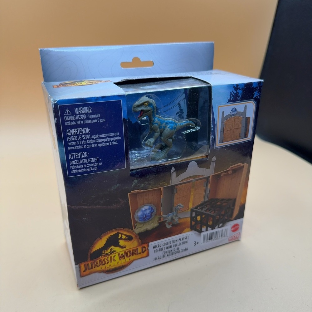 Mattel Jurassic World Dominion Micro Collection Playset Velociraptor Blue Figure